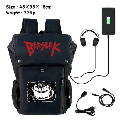 Anime Berserk Guts Backpack Men Travel USB Laptop Bag Student Schoolbag Bookbag-as the picture