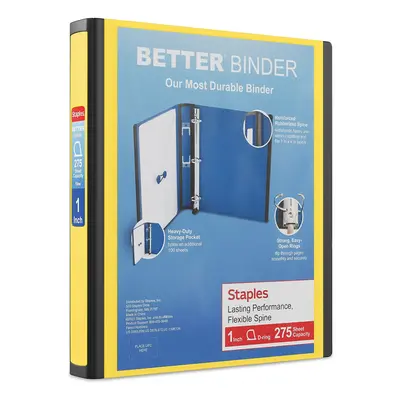 Staples Better 1-Inch D 3-Ring View Binder, Yellow (19064)