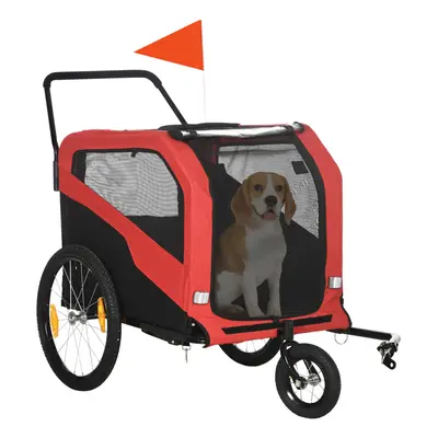 PawHut in Dog Bike Trailer Pet Stroller for Large Dogs W/ Hitch - Red