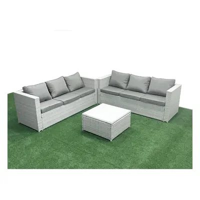 Fimous Rattan Garden Outdoor Furniture Set Seater Rattan Garden Sofa Set Light Grey Mixed