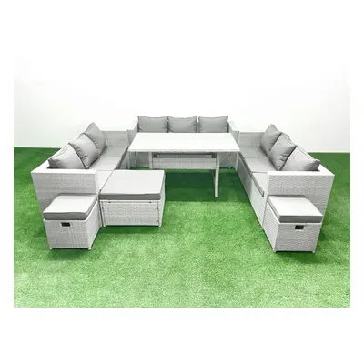 Fimous Rattan Garden Outdoor Furniture Set Seater Garden Sofa Rectangulr Dining Table Set with F