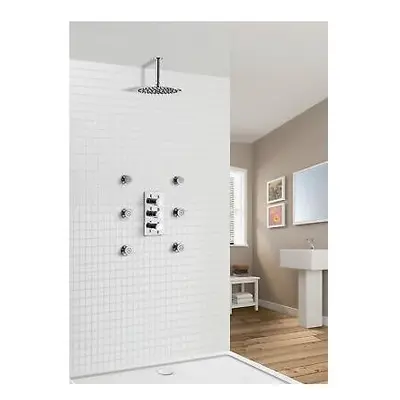 CALLA WAY SLIM ROUND CEILING THERMOSTATIC CONCEALED BATHROOM SHOWER BODY JETS