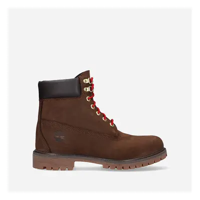 (US 13) Timberland Womens Inches Premium Waterproof Boot - Dark Brown with Red