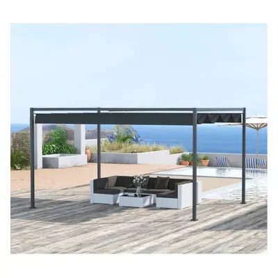 Metal Garden Canopy Outdoor Retractable Gazebo Patio Pergola Marquee Sun Shelter