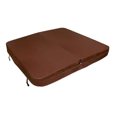 Hot Tub Cover Spa Lid x 2m Square Brown Hard Top Weatherproof PVC Leather Foam