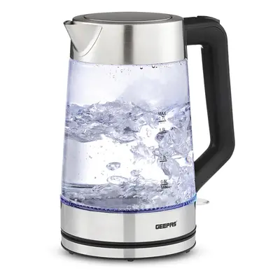 Geepas 1.7L Illuminating Electric Glass Kettle 3kW Cordless Jug Kettle