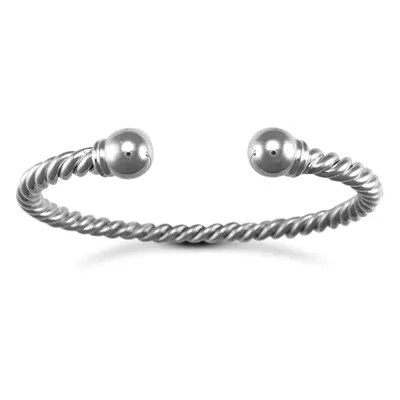 Jewelco London Silver twisted Torque Mens Bangle Bracelet 5mm - ABG013