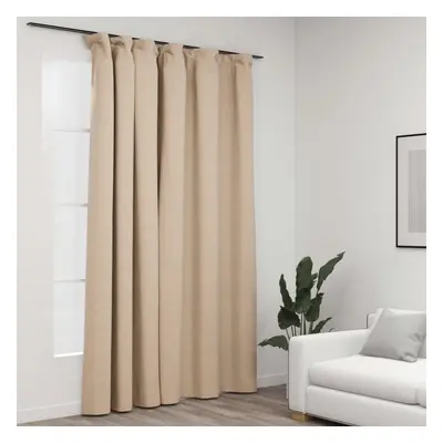 vidaXL Linen-Look Blackout Curtain with Hooks Beige 290x245 cm