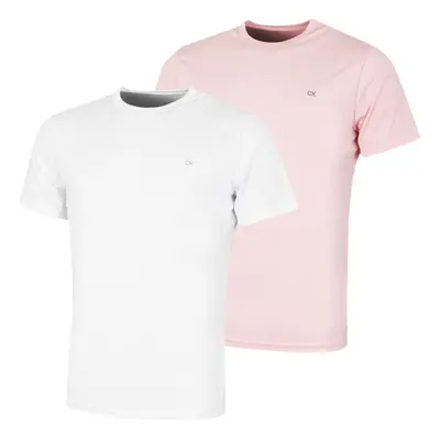 (XL, White/Air Pink) Calvin Klein Mens Pack Lightweight Wicking Performance Tech T-Shirt