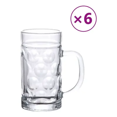 vidaXL Beer Mugs with Handle Glass Tumbler Beer Glasses Glass pcs ml