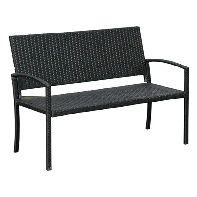 Outsunny Patio Rattan Seater Garden Bench Love Seater Garden Armchair Black