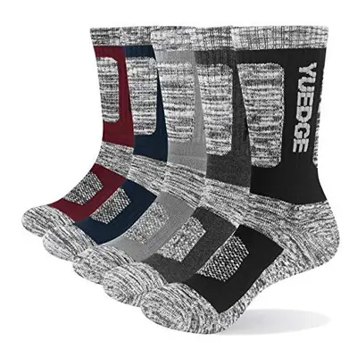 YUEDGE Men's Pairs Wicking Breathable Cushion Comfortable Casual Crew Socks Multi Performance Wa