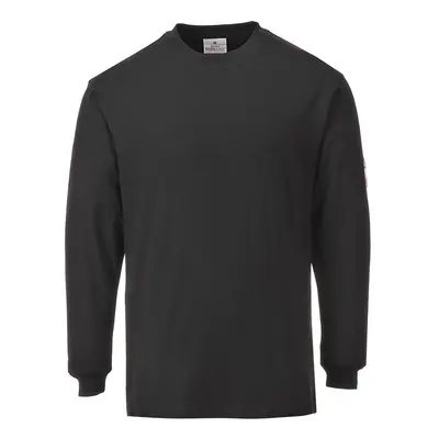 (XL, Black) Portwest Mens Flame Resistant Anti-Static Long-Sleeved T-Shirt