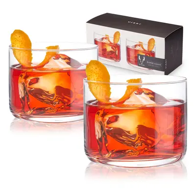 Viski Raye crystal Negroni glasses, Lowball cocktail glasses Premium crystal glassware, 8oz Tumb