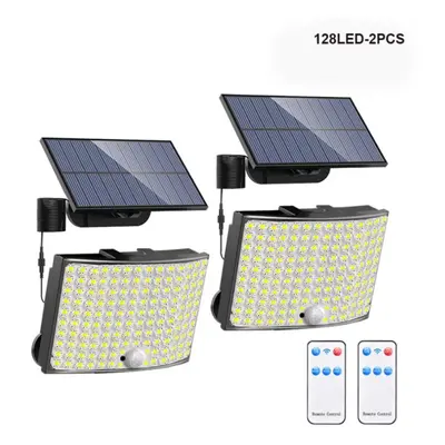 (128LED-2PCS) New Solar Wall Lamp 448led Solar Outdoor Spotlight Ip65 Waterproof Motion Sensor S