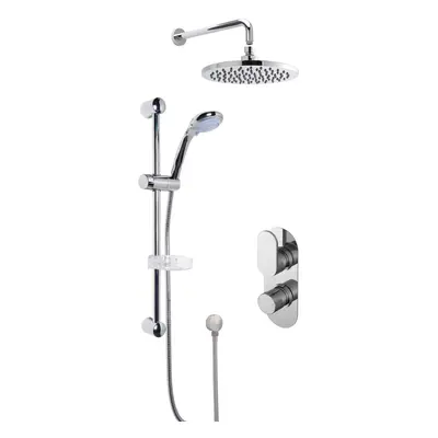 Current Concealed Round Twin Valve with Multi Function Slide Rail Kit, Arm & Head Shower Bundle 