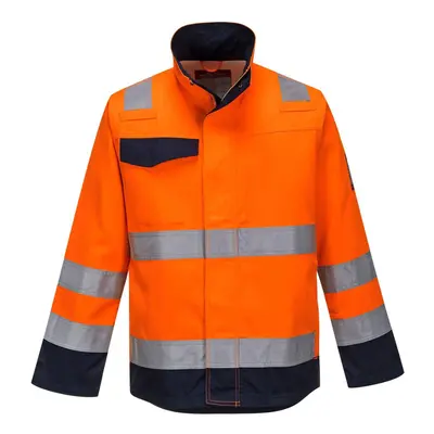 (XXL, Orange/Navy) Portwest Mens Hi-Vis Modaflame Safety Jacket