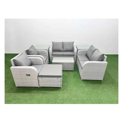 Fimous Seater Outdoor Reclining Chair Love Sofa Set Rattan Garden Furniture Set with Rectangular