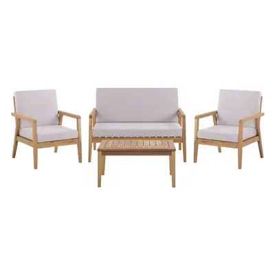 Sofa Set with Table PALLANO Acacia Wood Taupe