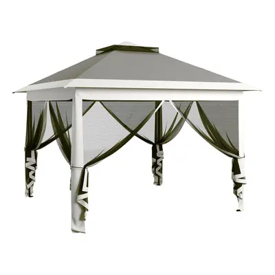 Outsunny Pop Up Gazebo Height Adjustable Canopy Tent w/ Carrying Bag, Dark Grey