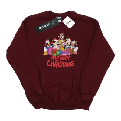 (L, Burgundy) Disney Womens/Ladies Mickey Mouse And Friends Christmas Sweatshirt