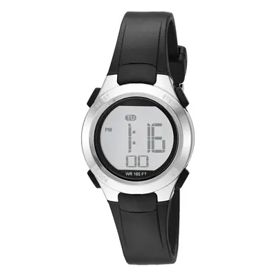 Women's Digital Chronograph Silver-Tone and Black Resin Strap Watch