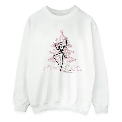 (S, White) Disney Mens The Nightmare Before Christmas Tree Pink Sweatshirt