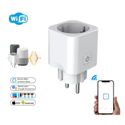 WiFi Smart EU Plug Smart Power Socket Wireless Control Compatible with Alexa Amazon Google Home