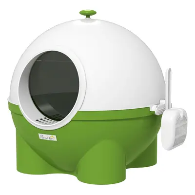 PawHut Large Cat Litter Box w/ Scoop, Front Entrance, x x 48cm - Green