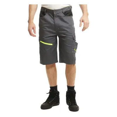 (34R, Grey/Black) Lee Cooper Mens Stretch Reflective Multi Pocket Cargo Shorts