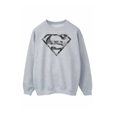 (M, Sports Grey) Superman Mens Marble Effect Logo Sweatshirt