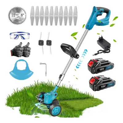 Cordless Hedge Trimmer Grass Strimme w/ Wheels+2Battery+Charger-Makita Compatible