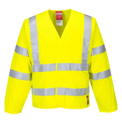 (S-M, Yellow) Portwest Mens Flame Resistant Hi-Vis Jacket