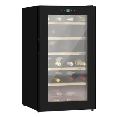 24 Bottles Wine Fridge with Glass Door Digital Touch Screen Control LED Light