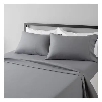 Amazon Basics Soft Wrinkle-free Microfiber 4-Piece Bed Sheet Set 14"" Deep Pockets King Dark Gra