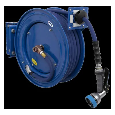 Heavy-Duty Retractable Water Hose Reel 15m Ø13mm ID Rubber Hose