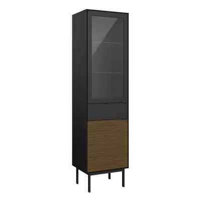 Soma Showcase 1+1 Door + Drawer, Granulated Black Brushed espresso