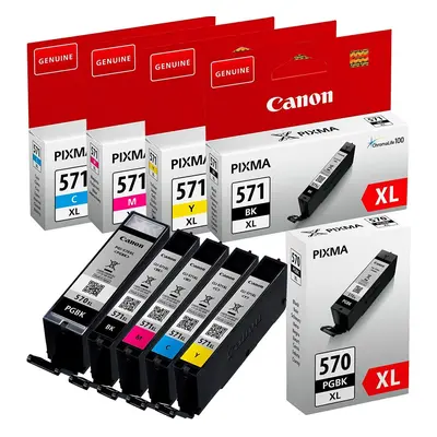 Canon Original PGI-570XL Black + CLI-571XL Black/Yellow/Magenta/Cyan (Pack of 5)