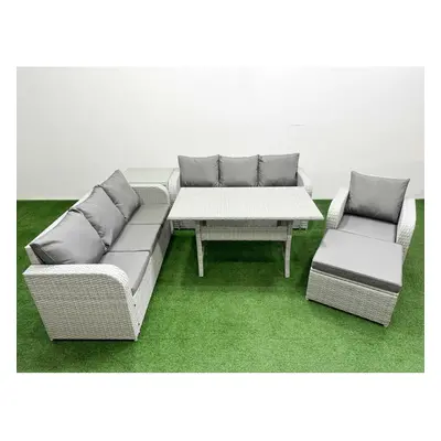 Fimous Seater Poly Rattan Outdoor Garden Furniture Rectangular Dining Table Sofa Set Seater Sofa