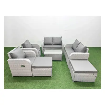 Fimous Seater Outdoor Reclining Chair Love Sofa Set Rattan Garden Furniture Set with Rectangular