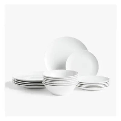 (12pc set) Dinner Set Plate Bowl Porcelain White Coupe