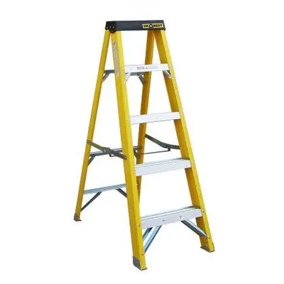 FIBREGLASS STEP LADDER (4 STEP & TRAY), SWINGBACK STEPS, 150KG