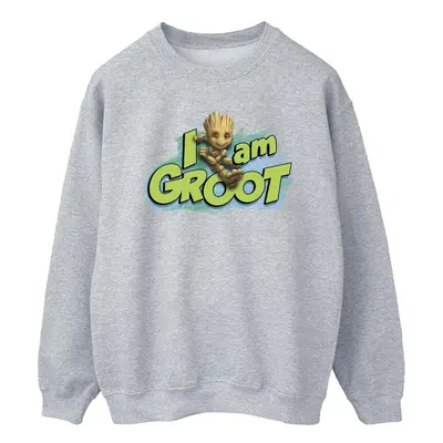 (S, Sports Grey) Marvel Mens Guardians Of The Galaxy I Am Groot Jumping Sweatshirt