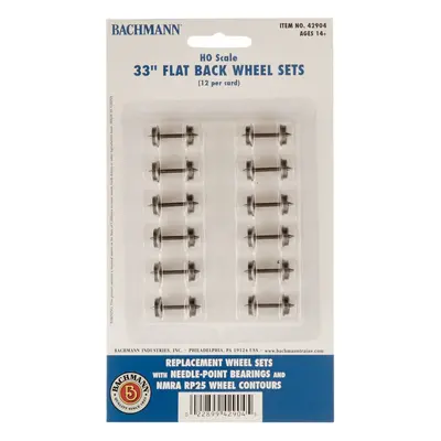 Bachmann Trains 33"" FLAT BACK WHEEL SETS (12 per card) - HO Scale