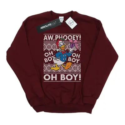 (XL, Burgundy) Disney Mens Donald Duck Christmas Fair Isle Sweatshirt