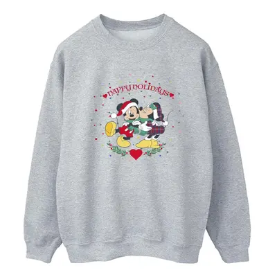 (M, Sports Grey) Disney Womens/Ladies Mickey Mouse Mickey Minnie Christmas Sweatshirt