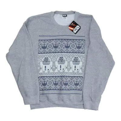 (XXL, Heather Grey) Star Wars Mens Christmas R2-D2 Fair Isle Sweatshirt