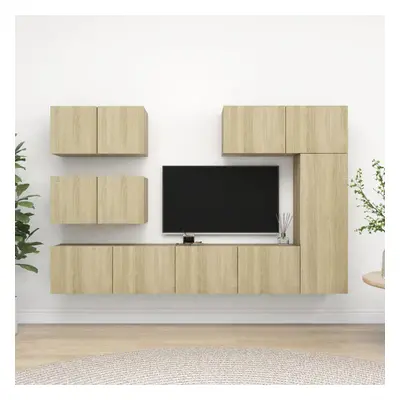 vidaXL Piece TV Cabinet Set Sonoma Oak Engineered Wood