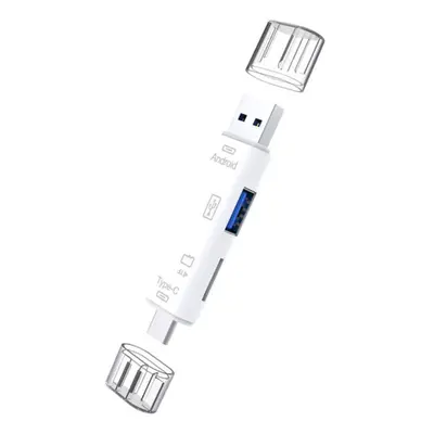 (White) 3-in-1 Type-C Micro USB TF SD OTG Multi-Function Adapter For Macbook Laptop Computer