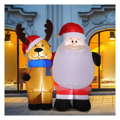 1.5M Large Inflatable Santa Claus & Elk with Light Ornament Christmas Decor